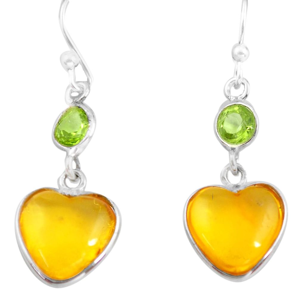 5.05cts natural amber from colombia 925 silver heart love earrings p74103