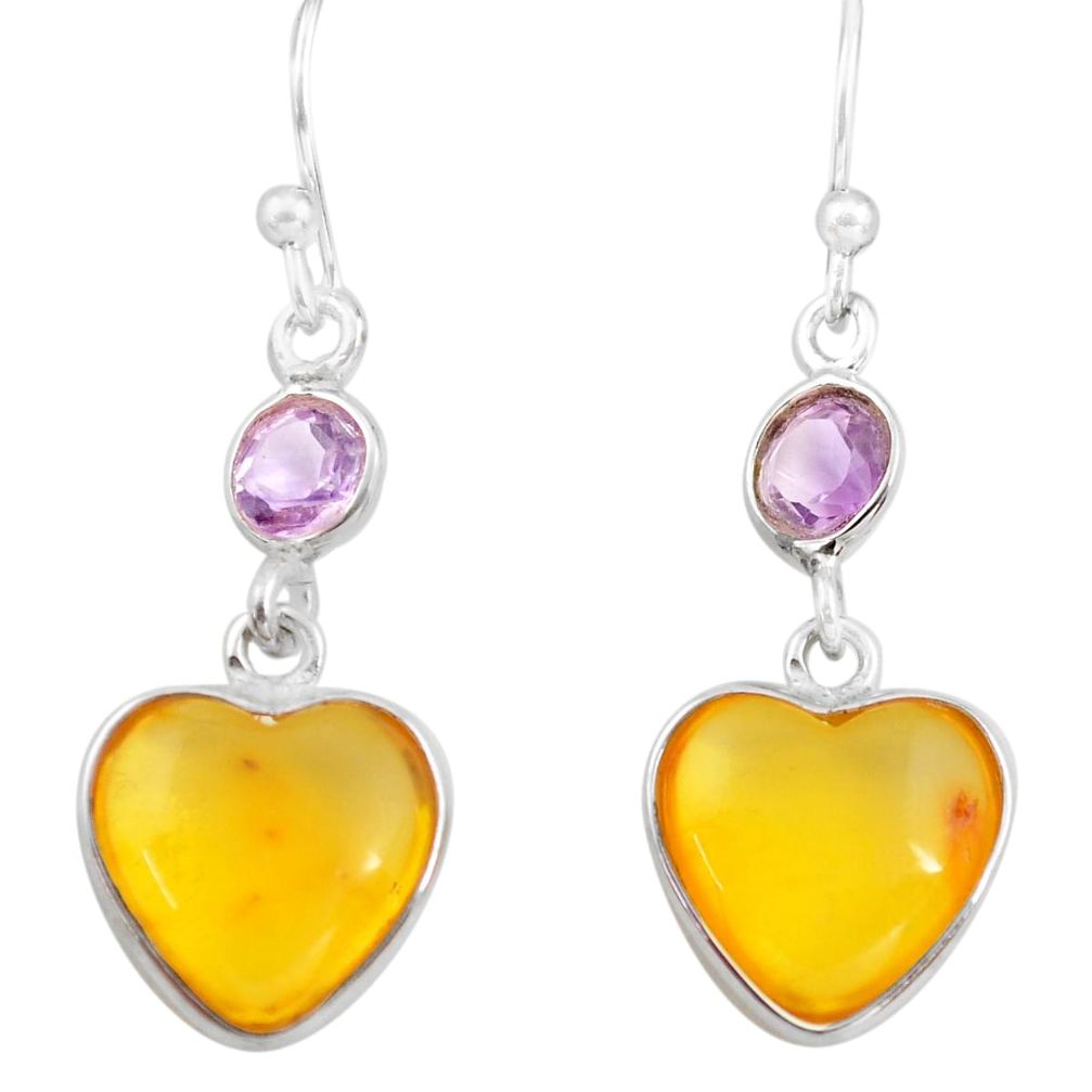 5.15cts natural amber from colombia 925 silver heart love earrings p74106