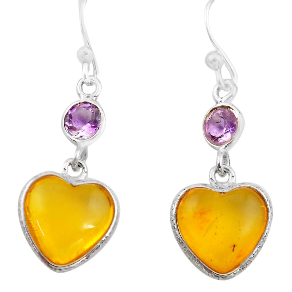 5.65cts natural amber from colombia 925 silver heart love earrings p74107