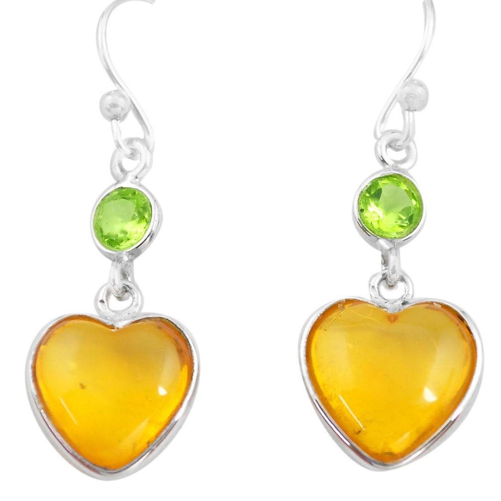 5.67cts natural amber from colombia 925 silver heart love earrings p74108