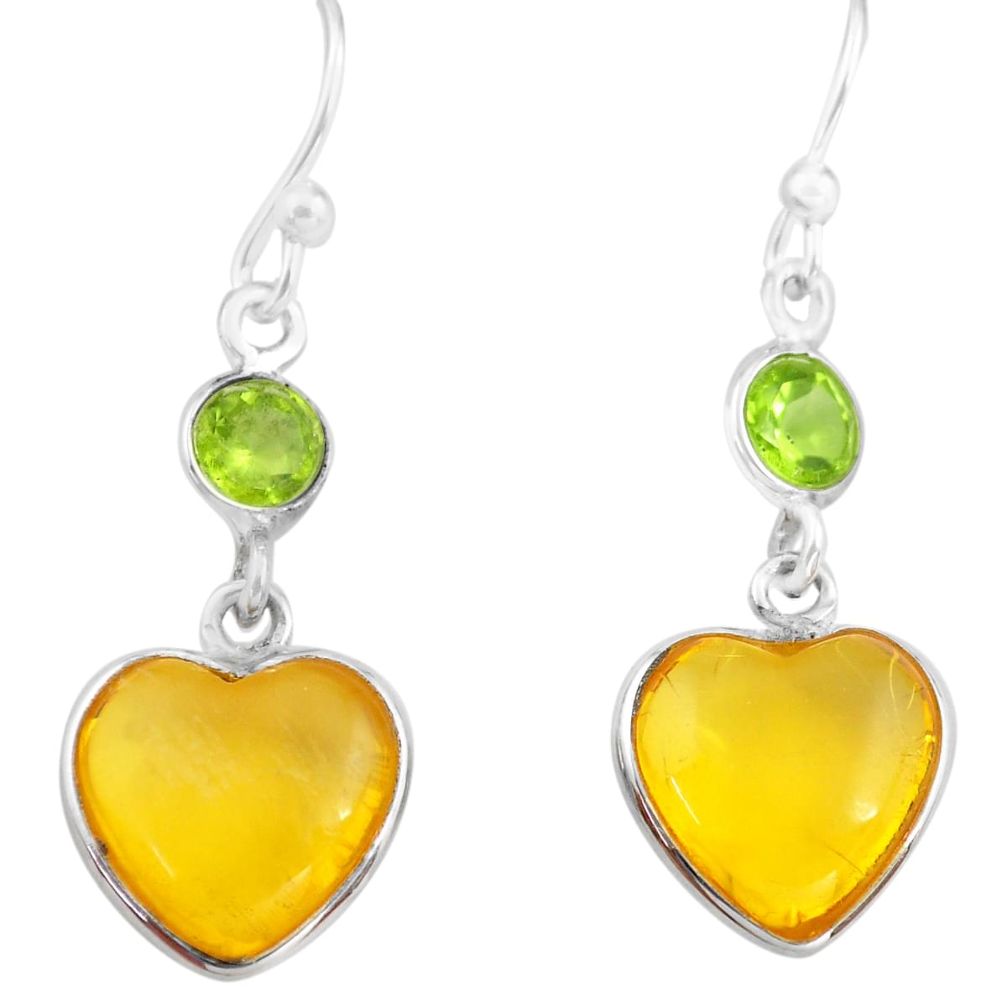 5.67cts natural amber from colombia 925 silver heart love earrings p74111