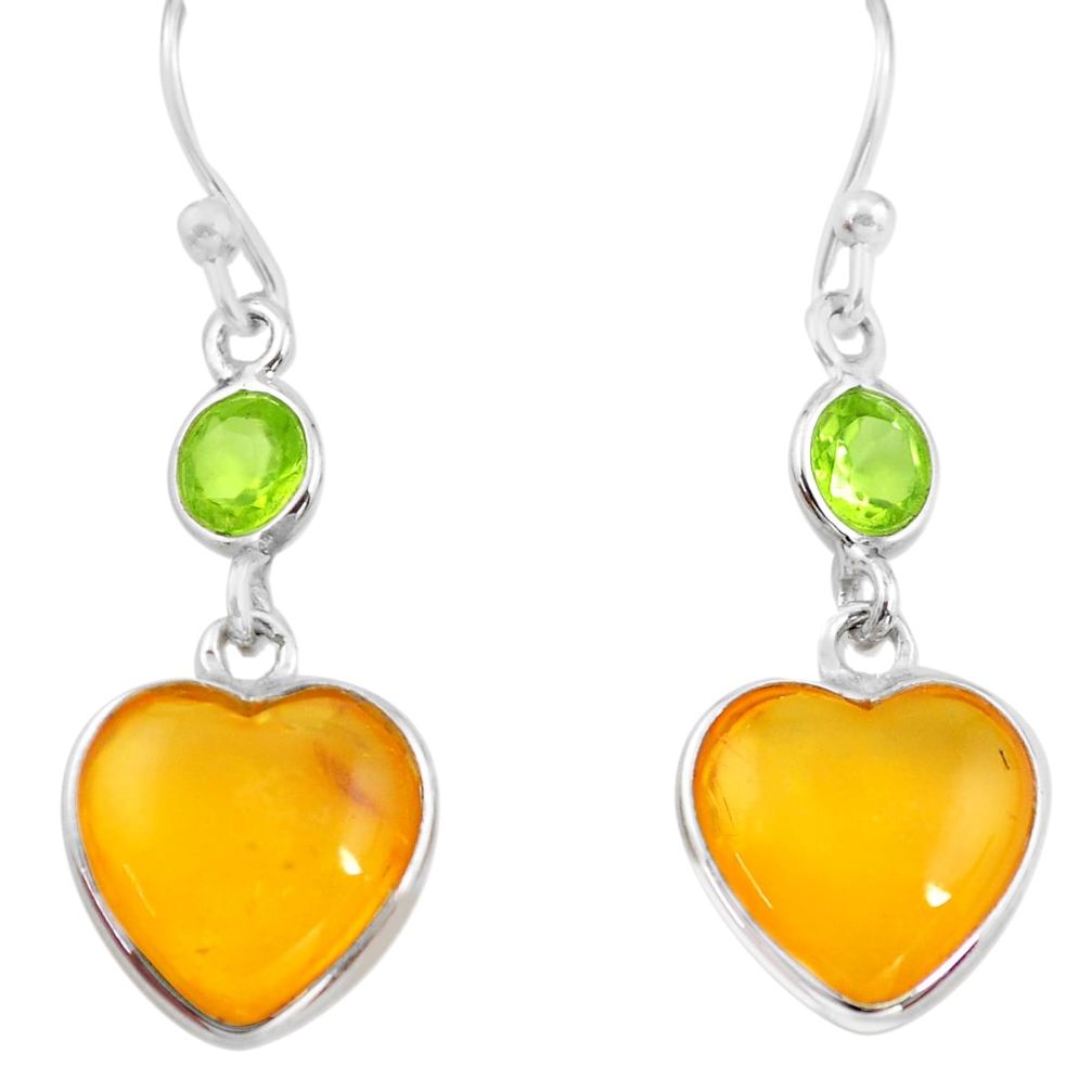 5.22cts natural amber from colombia 925 silver heart love earrings p74113