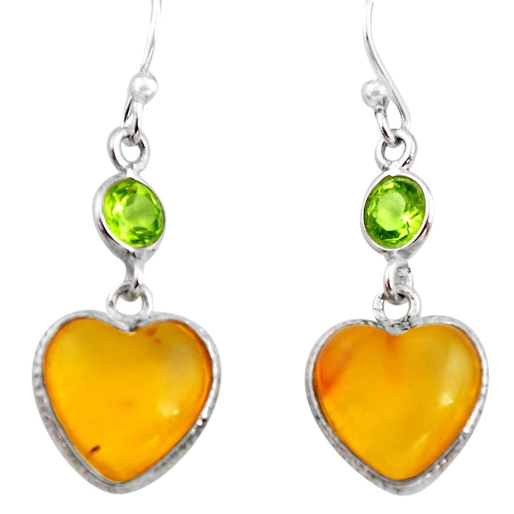 5.70cts natural amber from colombia 925 silver heart love earrings p74115