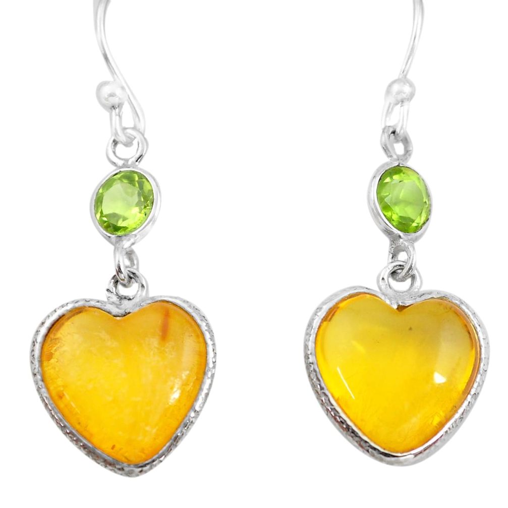 6.15cts natural amber from colombia 925 silver heart love earrings p74119