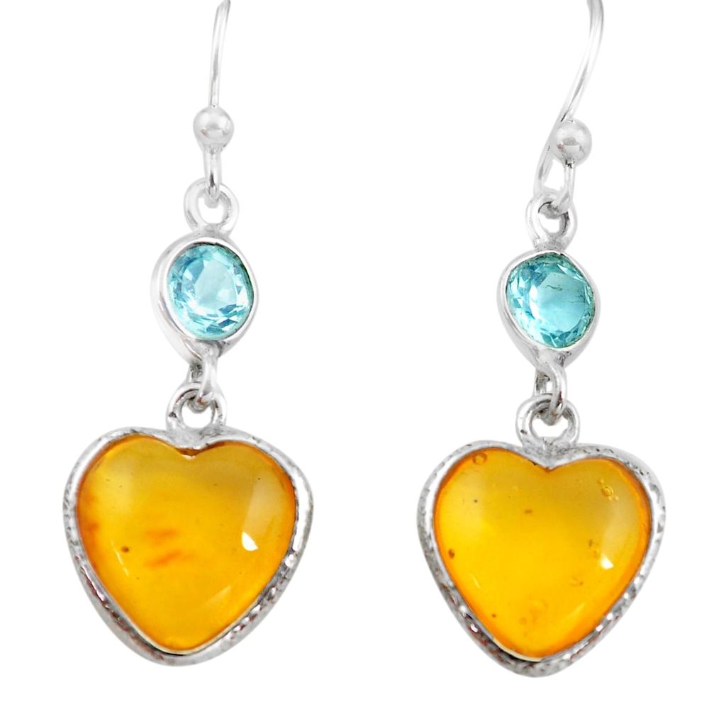 5.62cts natural amber from colombia 925 silver heart love earrings p74120