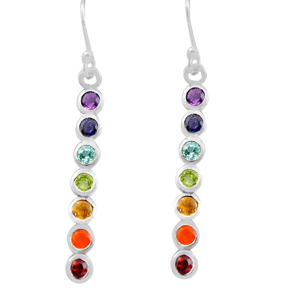 4.23cts natural amethyst cornelian (carnelian) 925 silver chakra earrings p82323