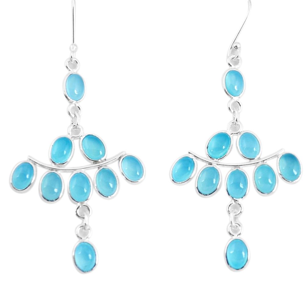 17.08cts natural aqua chalcedony 925 sterling silver chandelier earrings p48989