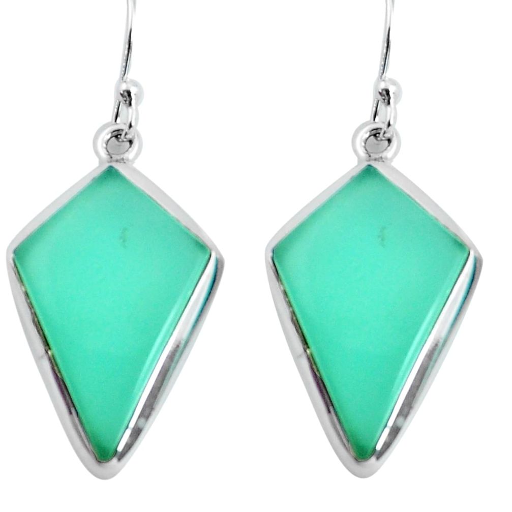 18.68cts natural aqua chalcedony 925 sterling silver dangle earrings d31551