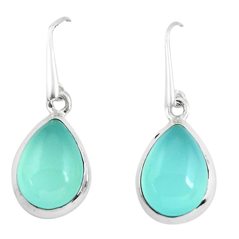 12.06cts natural aqua chalcedony 925 sterling silver dangle earrings p50965