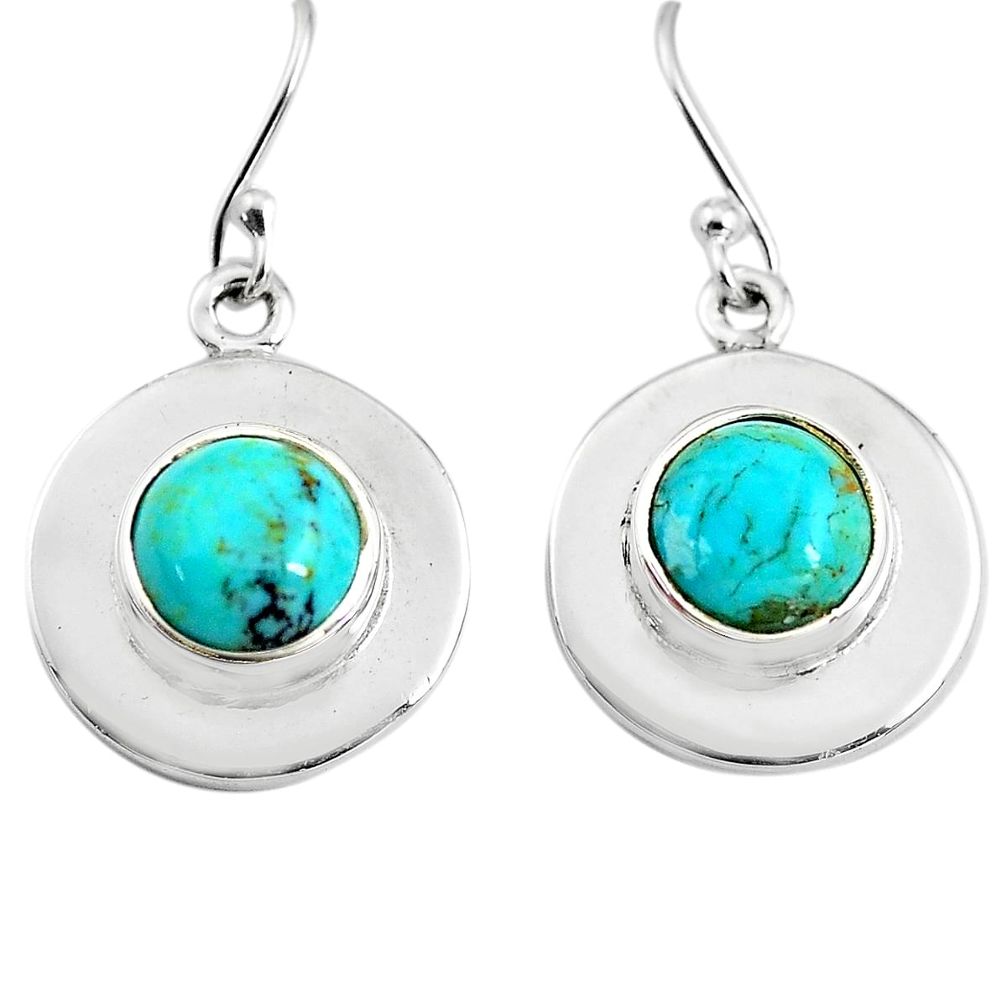 6.39cts natural arizona mohave turquoise 925 silver dangle earrings p85669
