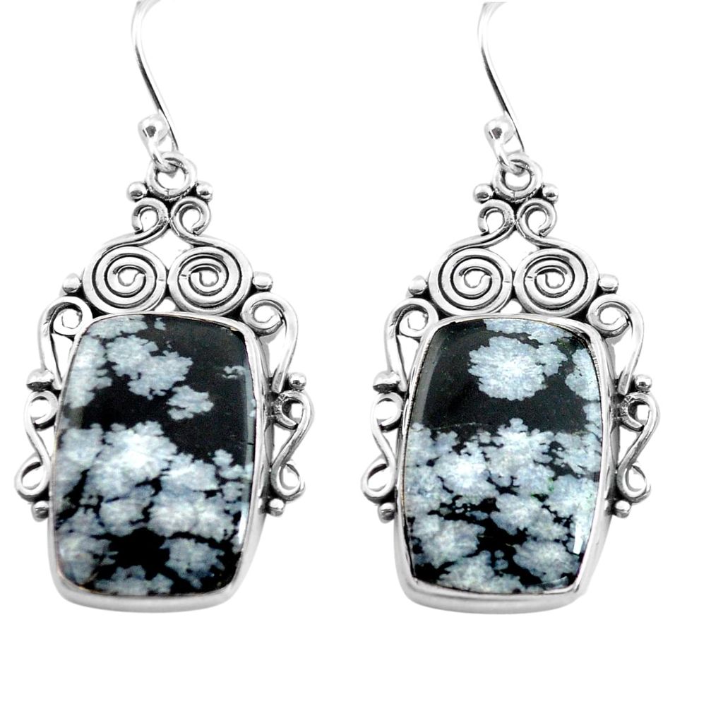 18.94cts natural black australian obsidian 925 silver dangle earrings p72685