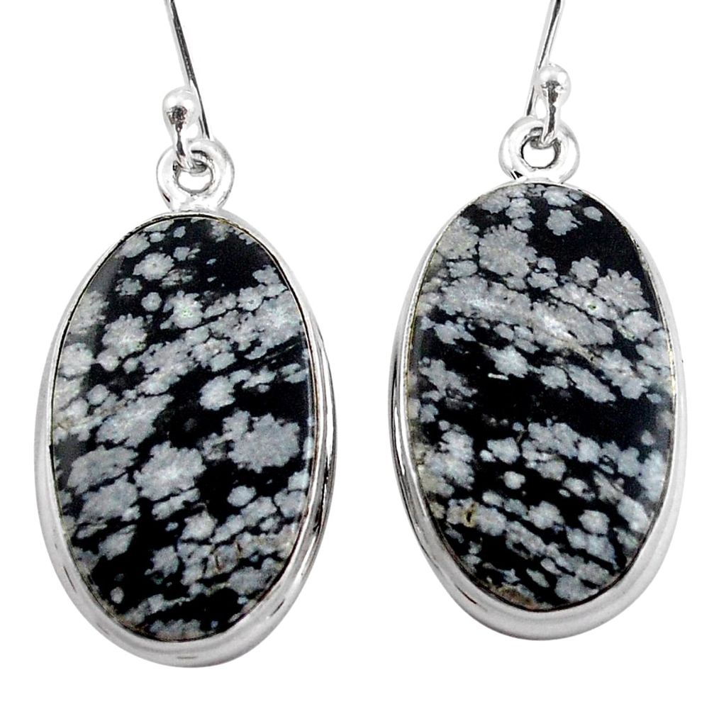 17.42cts natural black australian obsidian 925 silver dangle earrings p88681