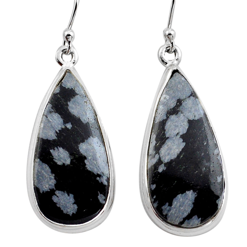 20.88cts natural black australian obsidian 925 silver dangle earrings p88688