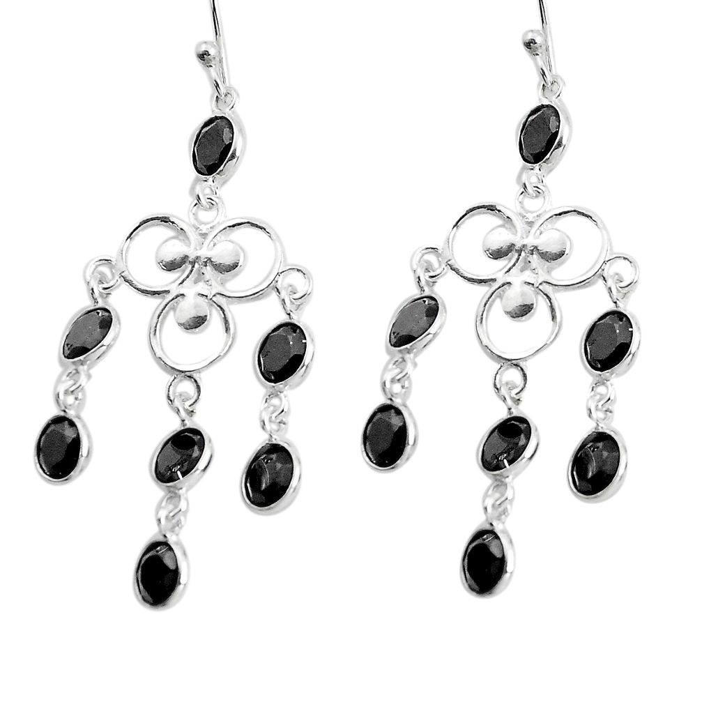 11.57cts natural black onyx 925 sterling silver chandelier earrings p43862