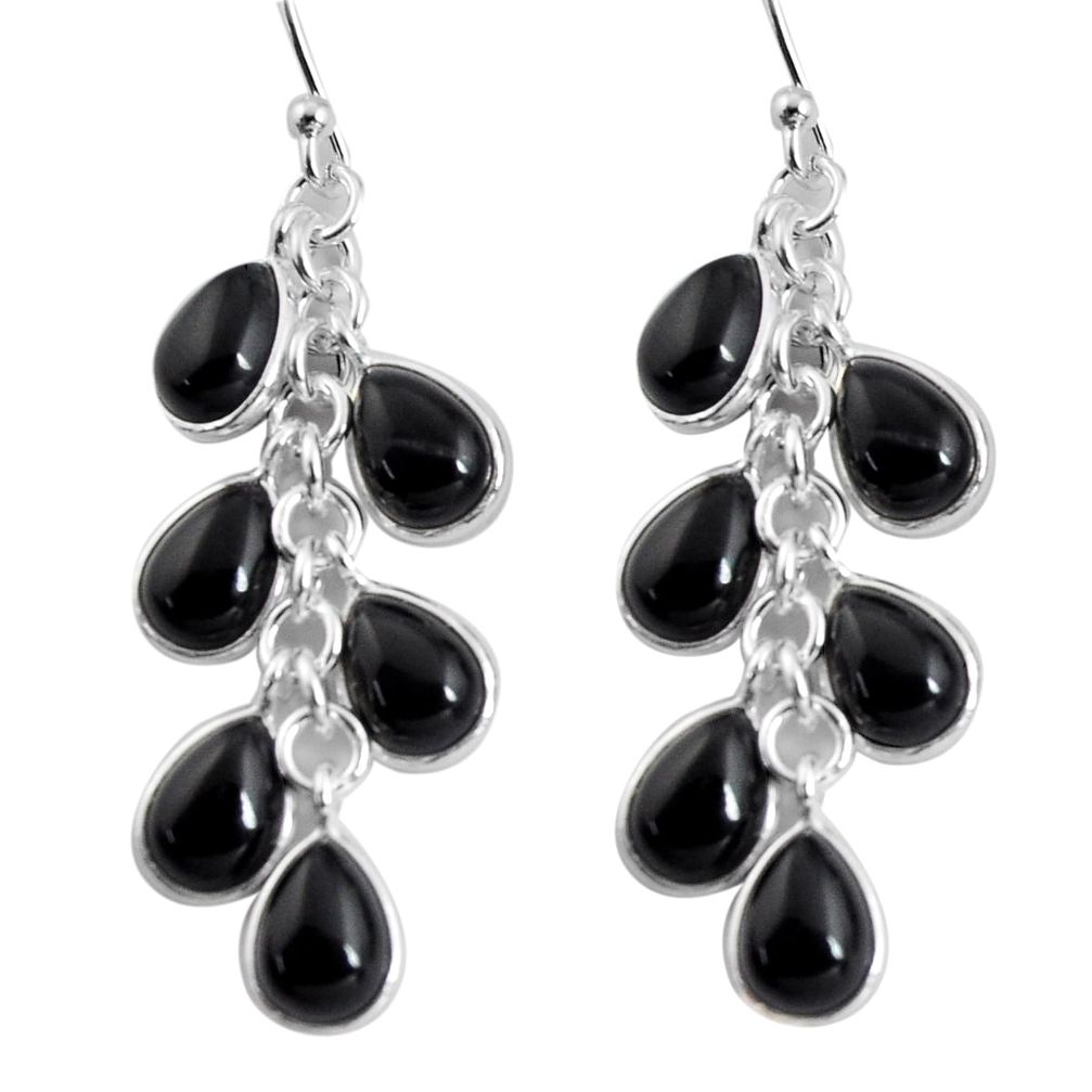 16.36cts natural black onyx 925 sterling silver chandelier earrings p90023