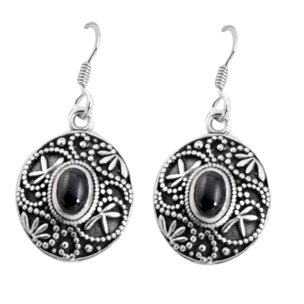 3.46cts natural black onyx 925 sterling silver dangle earrings jewelry d32460