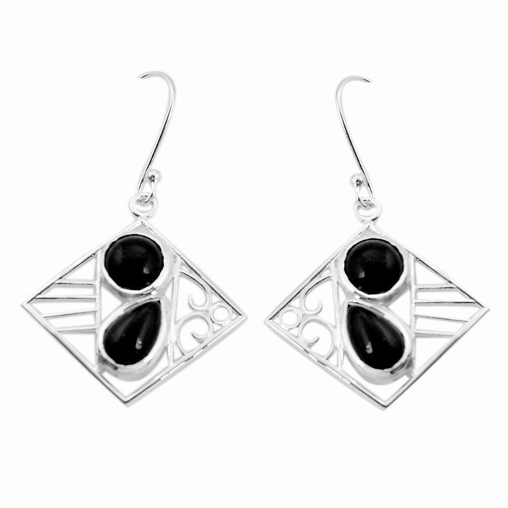 7.51cts natural black onyx 925 sterling silver dangle earrings jewelry p32482