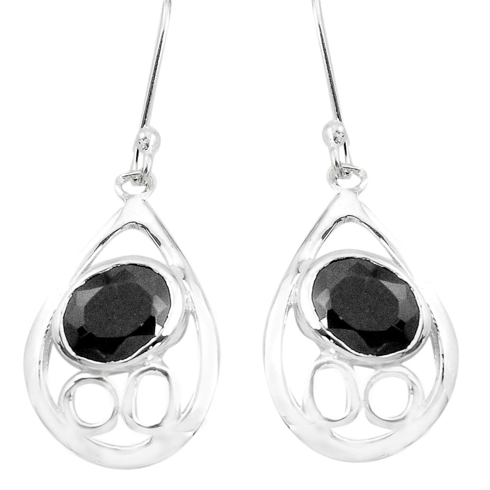 7.24cts natural black onyx 925 sterling silver dangle earrings jewelry p40212