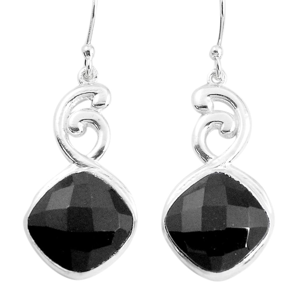 14.40cts natural black onyx 925 sterling silver dangle earrings jewelry p43642