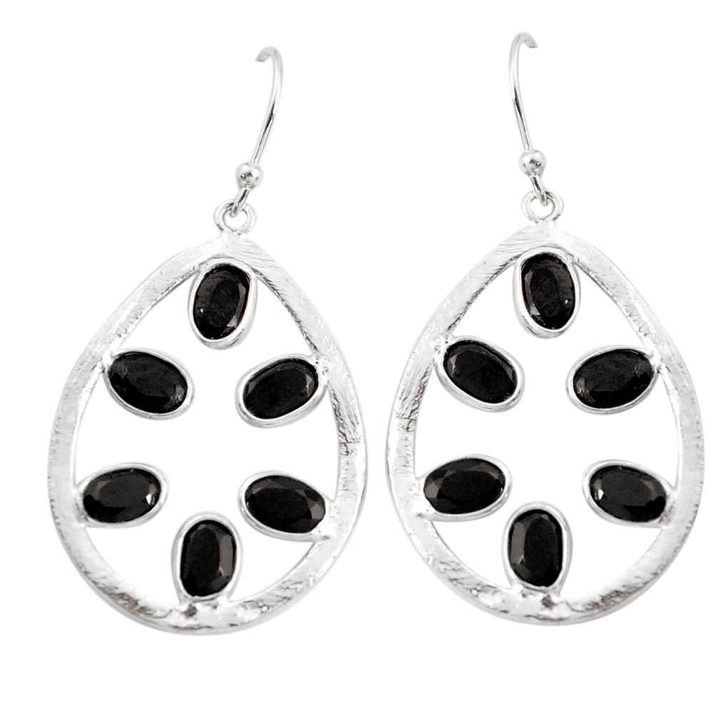 9.37cts natural black onyx 925 sterling silver dangle earrings jewelry p43794