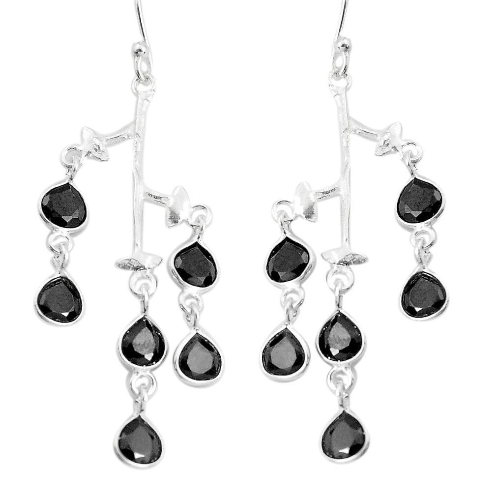 10.22cts natural black onyx 925 sterling silver dangle earrings jewelry p43852