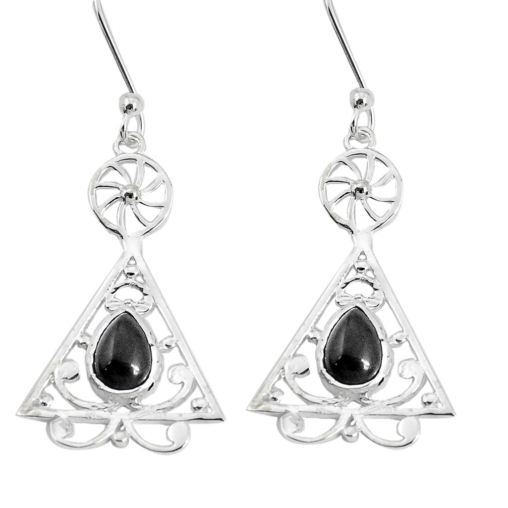 3.65cts natural black onyx 925 sterling silver dangle earrings jewelry p60633
