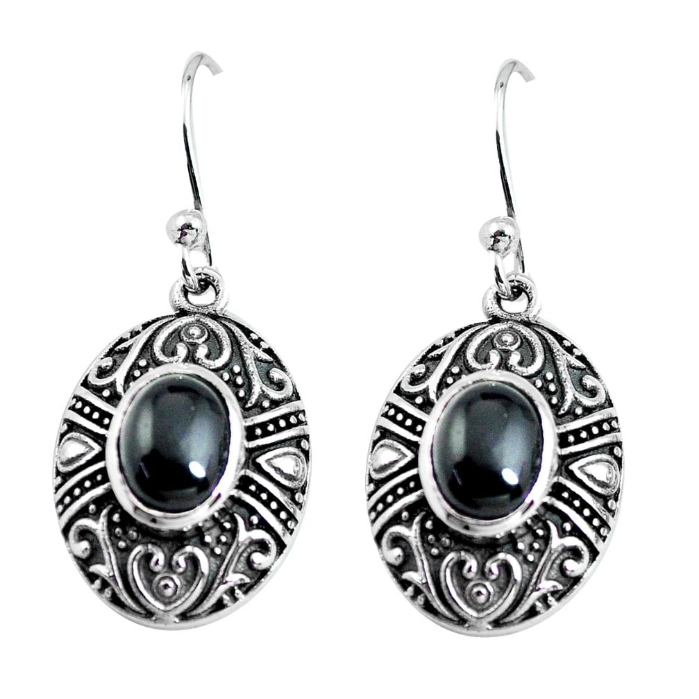 4.74cts natural black onyx 925 sterling silver dangle earrings jewelry p63869