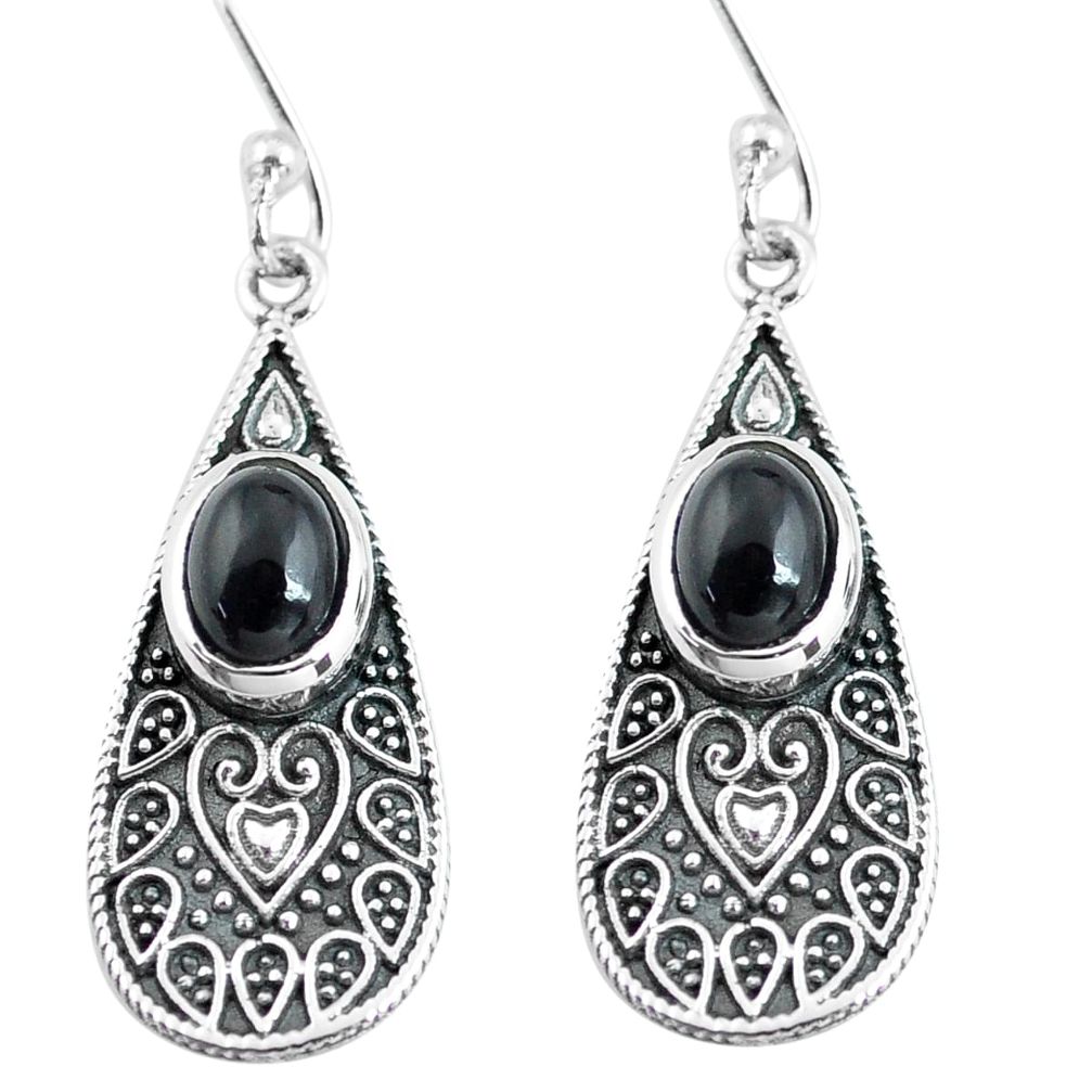 4.04cts natural black onyx 925 sterling silver dangle earrings jewelry p63917