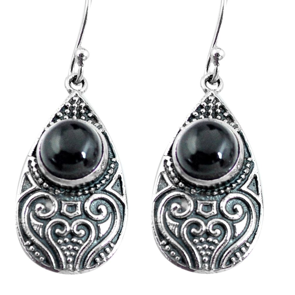 4.82cts natural black onyx 925 sterling silver dangle earrings jewelry p63956