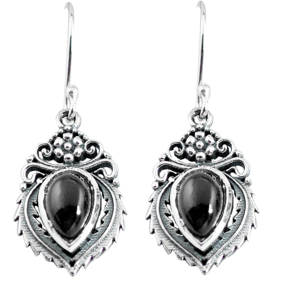 4.93cts natural black onyx 925 sterling silver dangle earrings jewelry p63974