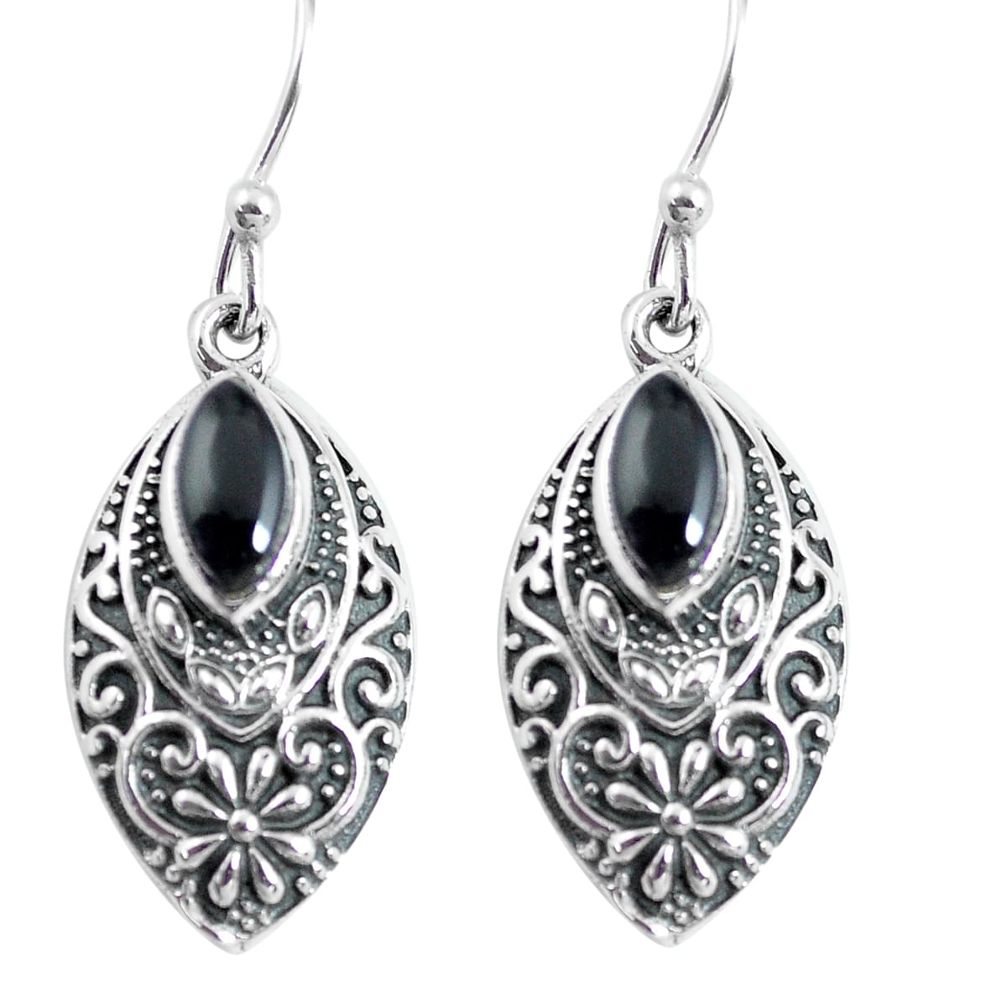 3.52cts natural black onyx 925 sterling silver dangle earrings jewelry p63990