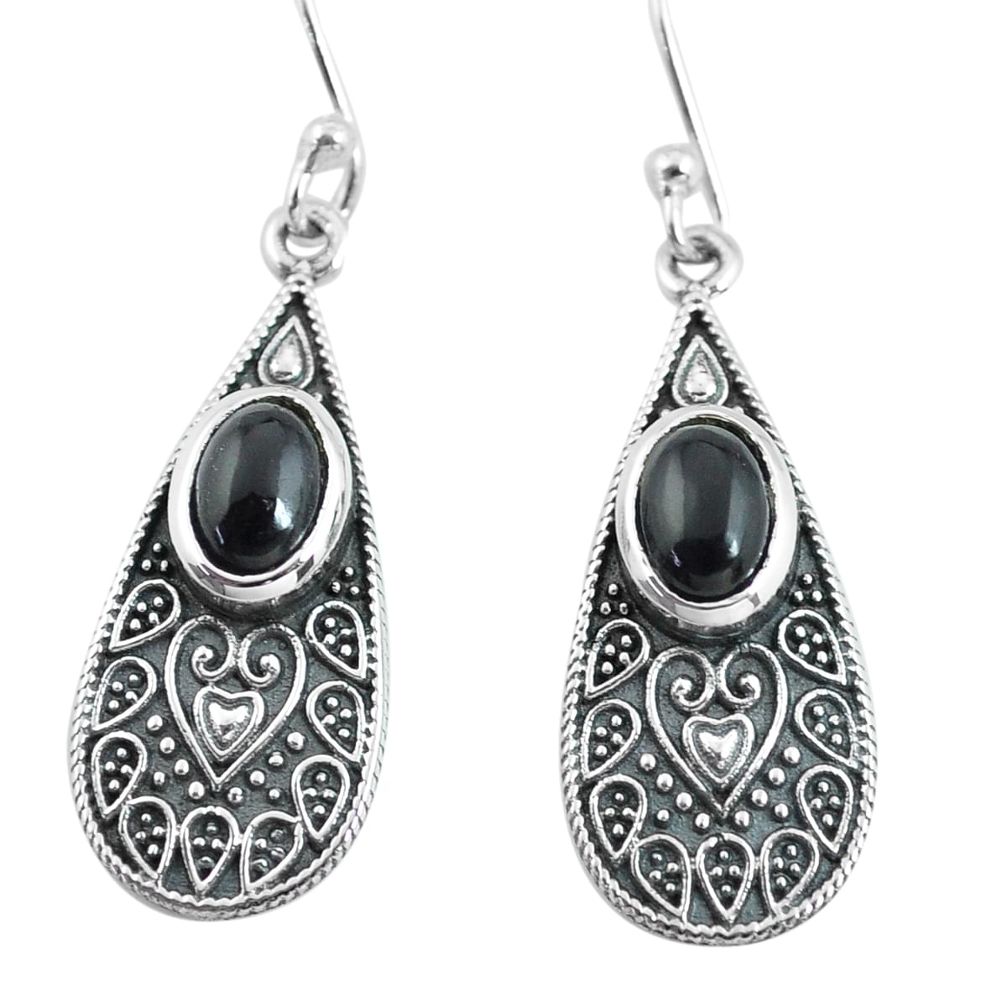 3.52cts natural black onyx 925 sterling silver dangle earrings jewelry p64002
