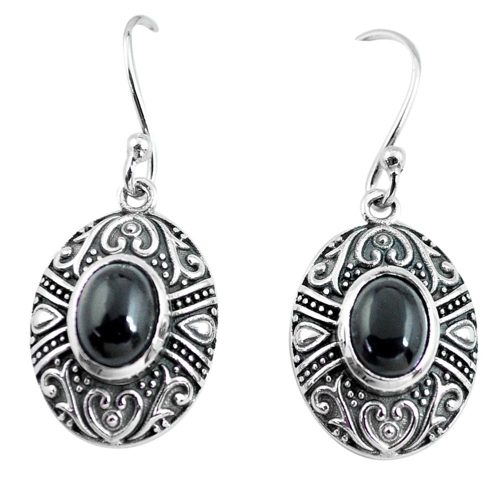 4.22cts natural black onyx 925 sterling silver dangle earrings jewelry p64013