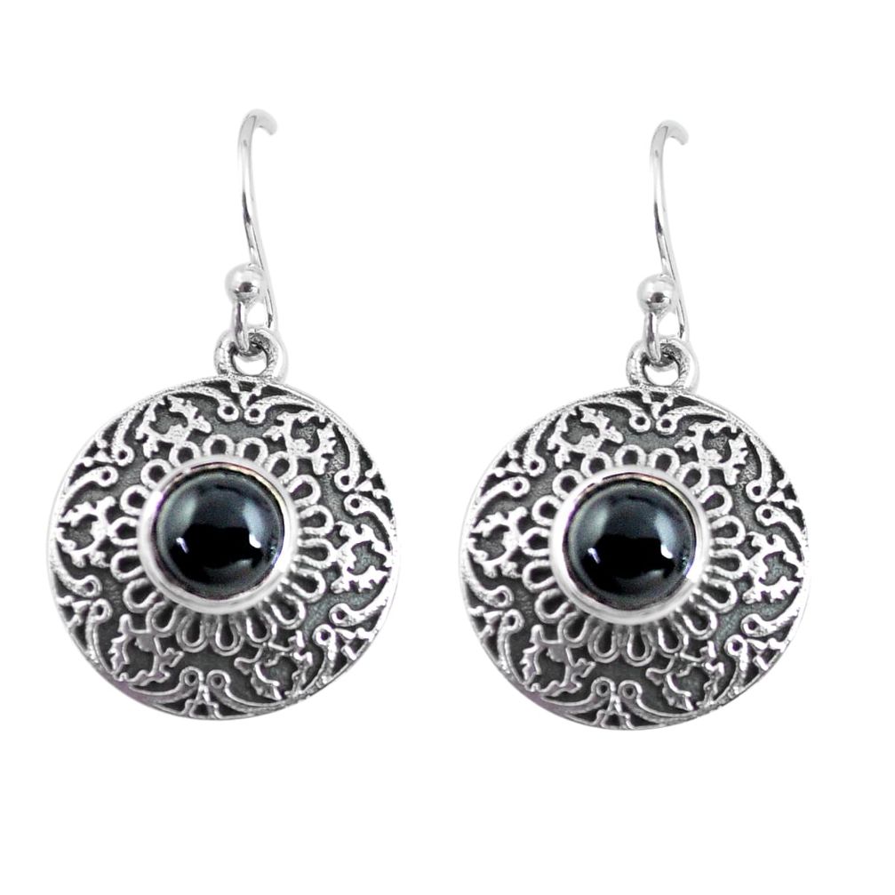 2.44cts natural black onyx 925 sterling silver dangle earrings jewelry p64020