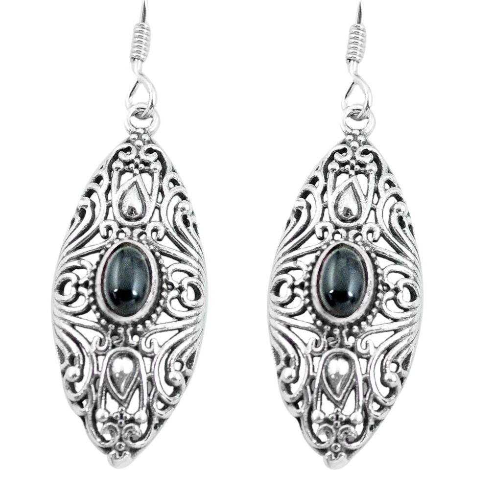 3.29cts natural black onyx 925 sterling silver dangle earrings jewelry p64869