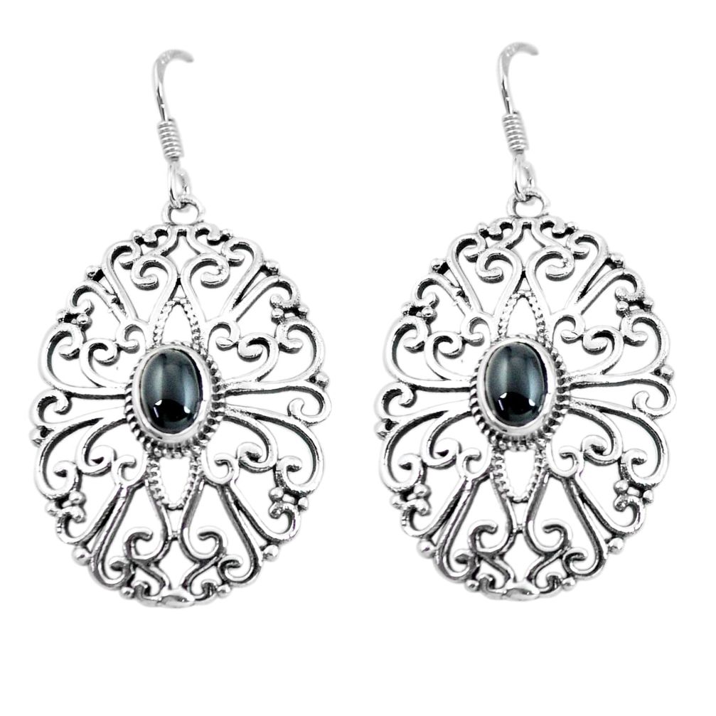 2.99cts natural black onyx 925 sterling silver dangle earrings jewelry p64876