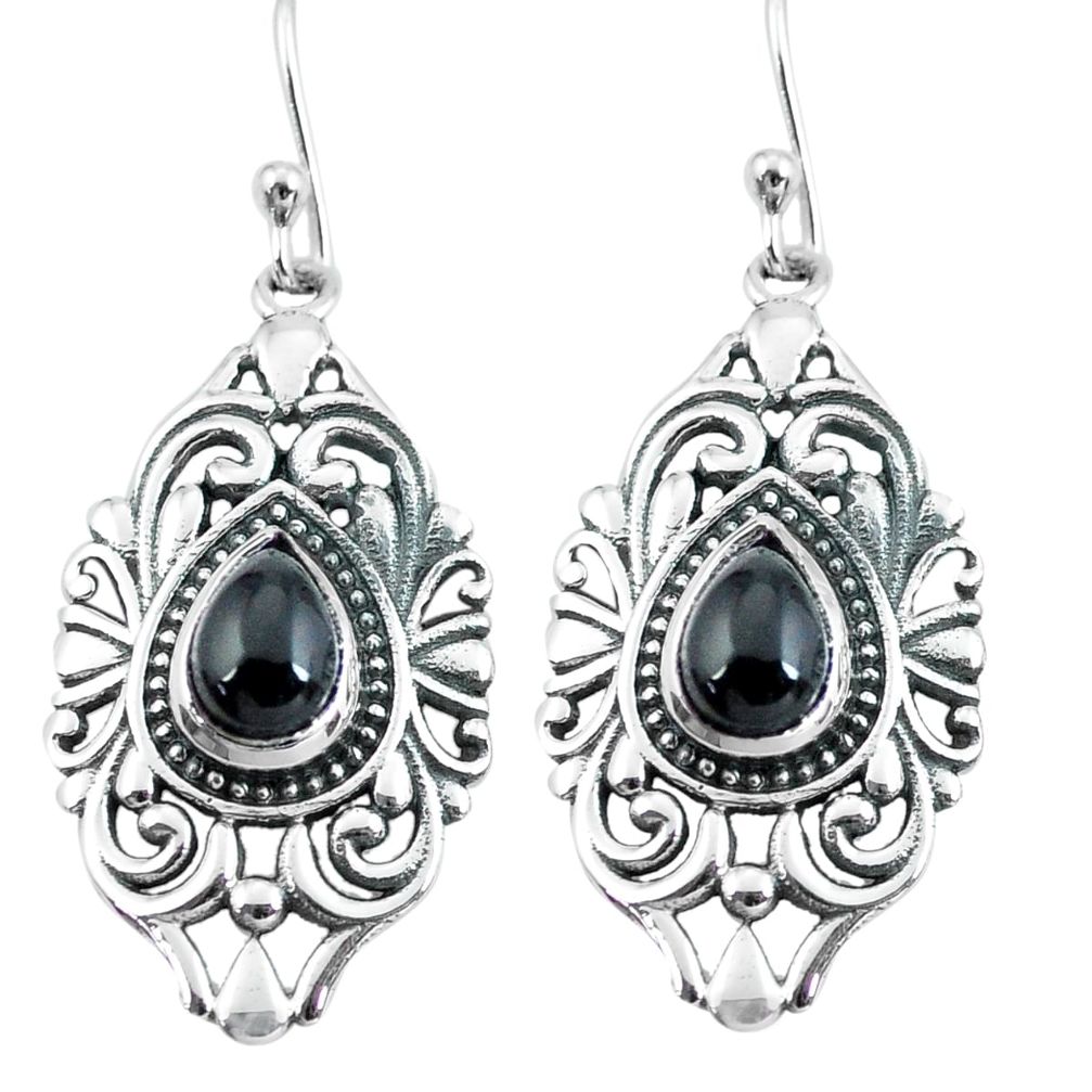 4.71cts natural black onyx 925 sterling silver dangle earrings jewelry p64901