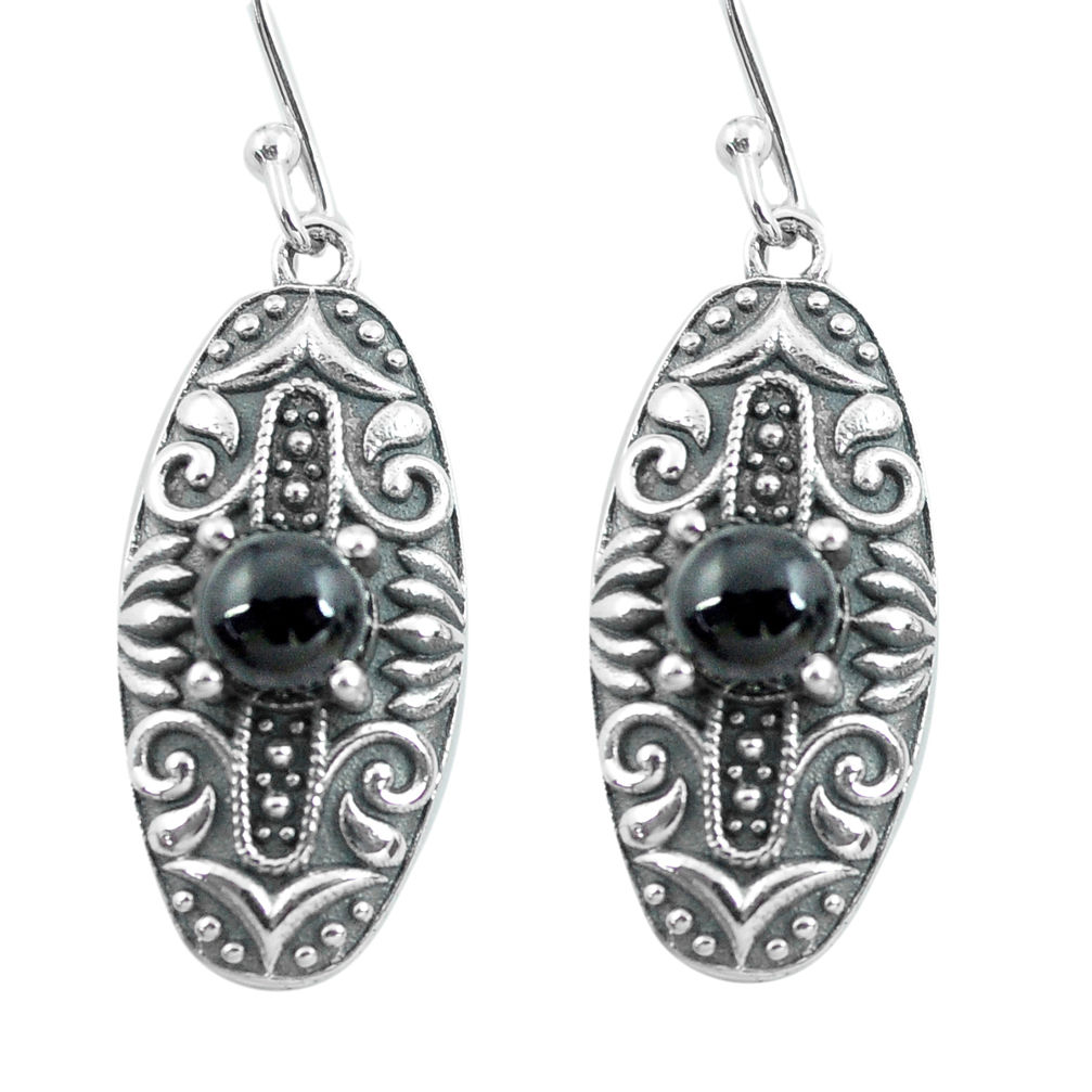 2.50cts natural black onyx 925 sterling silver dangle earrings jewelry p64946