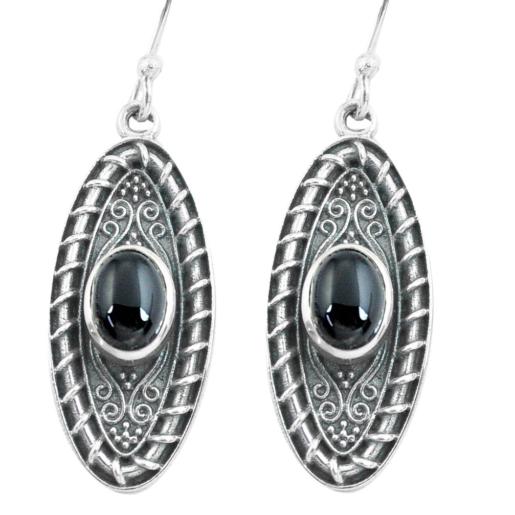 4.59cts natural black onyx 925 sterling silver dangle earrings jewelry p64949