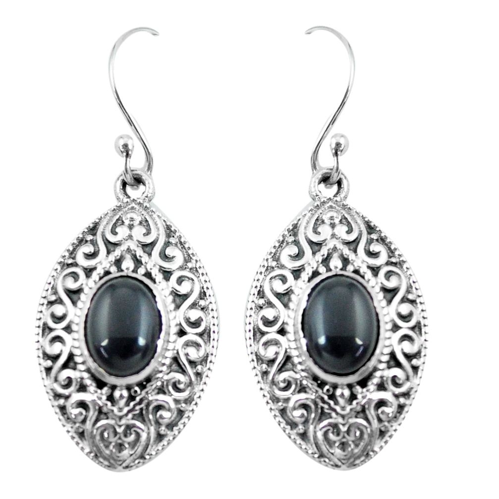 5.01cts natural black onyx 925 sterling silver dangle earrings jewelry p64968