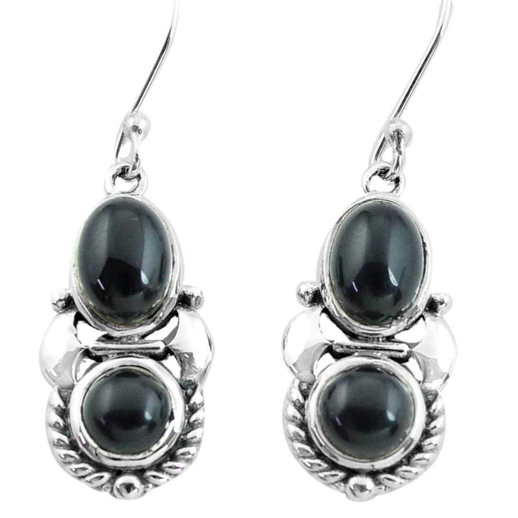 7.12cts natural black onyx 925 sterling silver dangle earrings jewelry p64995