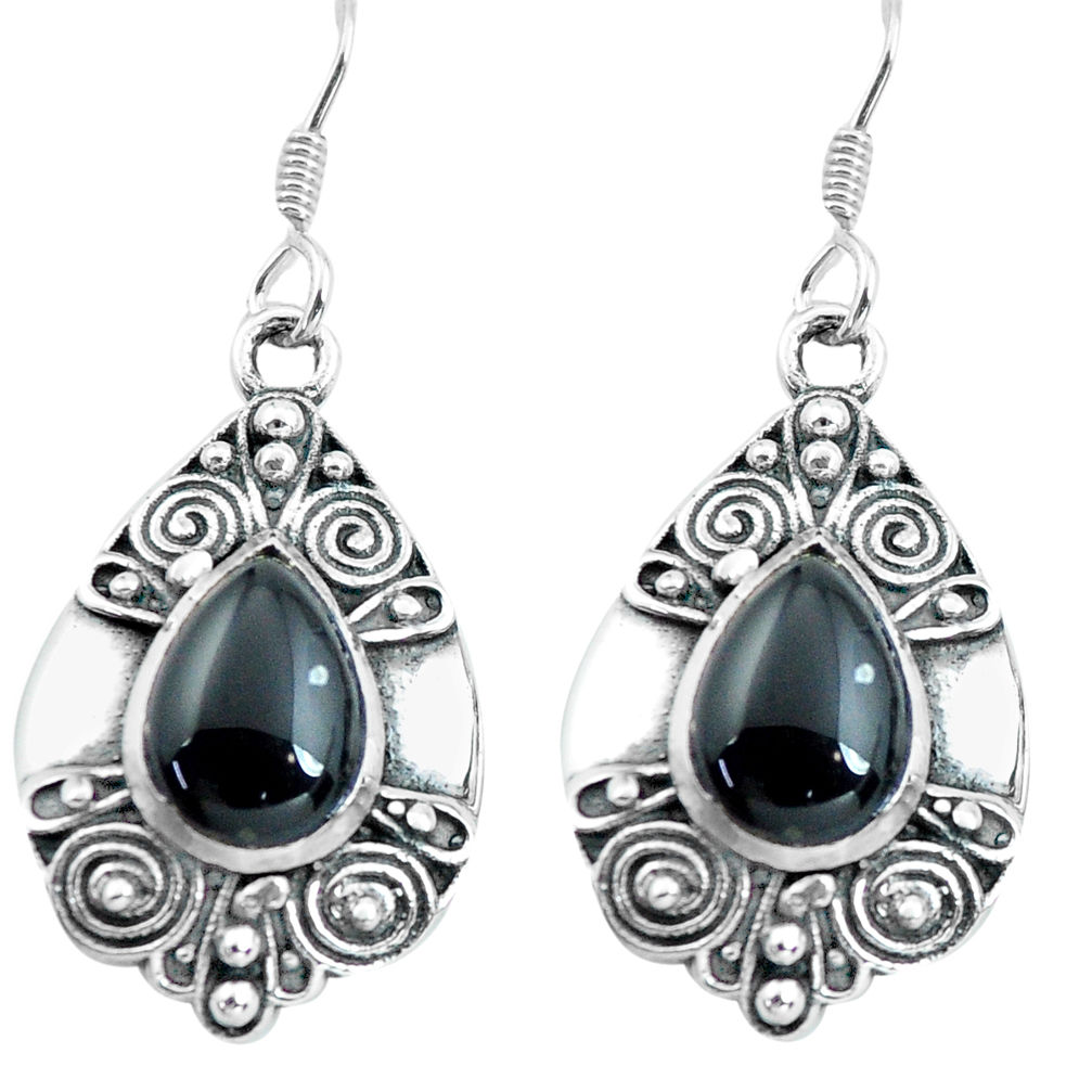 5.43cts natural black onyx 925 sterling silver dangle earrings jewelry p65043