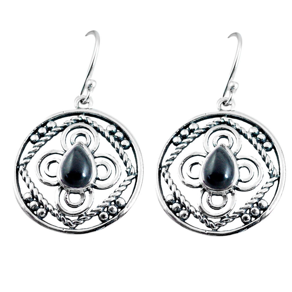 3.61cts natural black onyx 925 sterling silver dangle earrings jewelry p91462