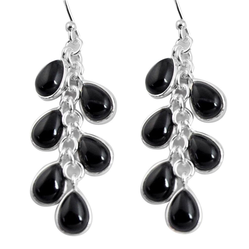 13.69cts natural black onyx 925 sterling silver dangle earrings jewelry p91521