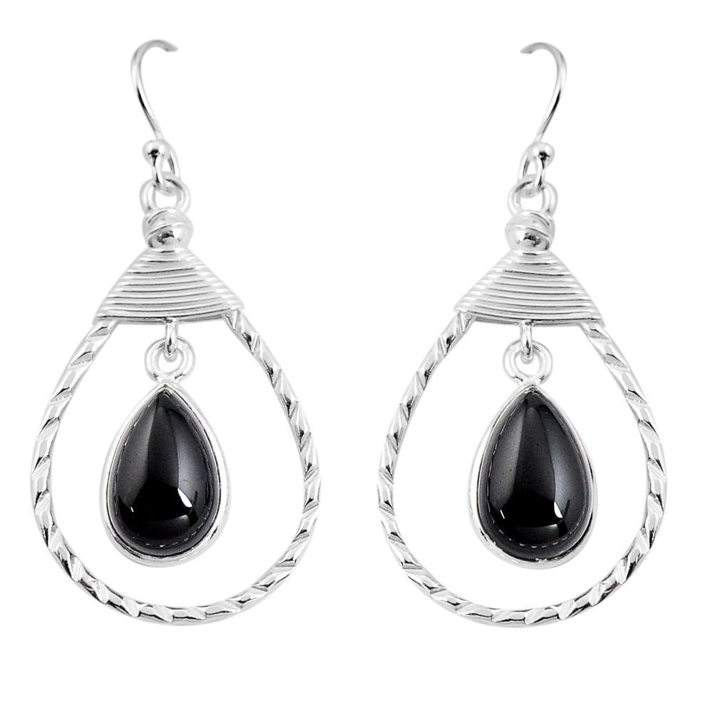 7.54cts natural black onyx 925 sterling silver earrings jewelry p92561