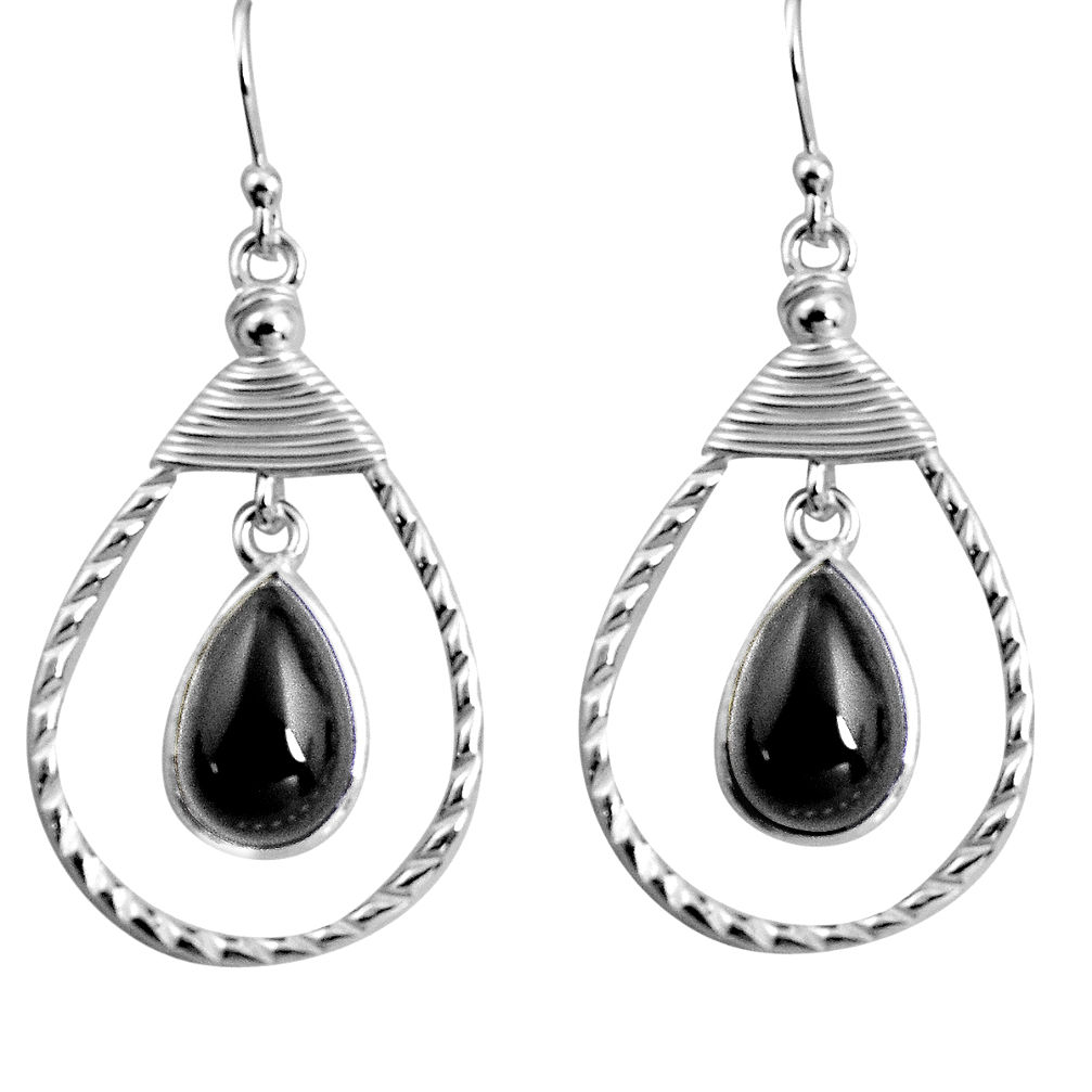 9.50cts natural black onyx 925 sterling silver earrings jewelry p92767