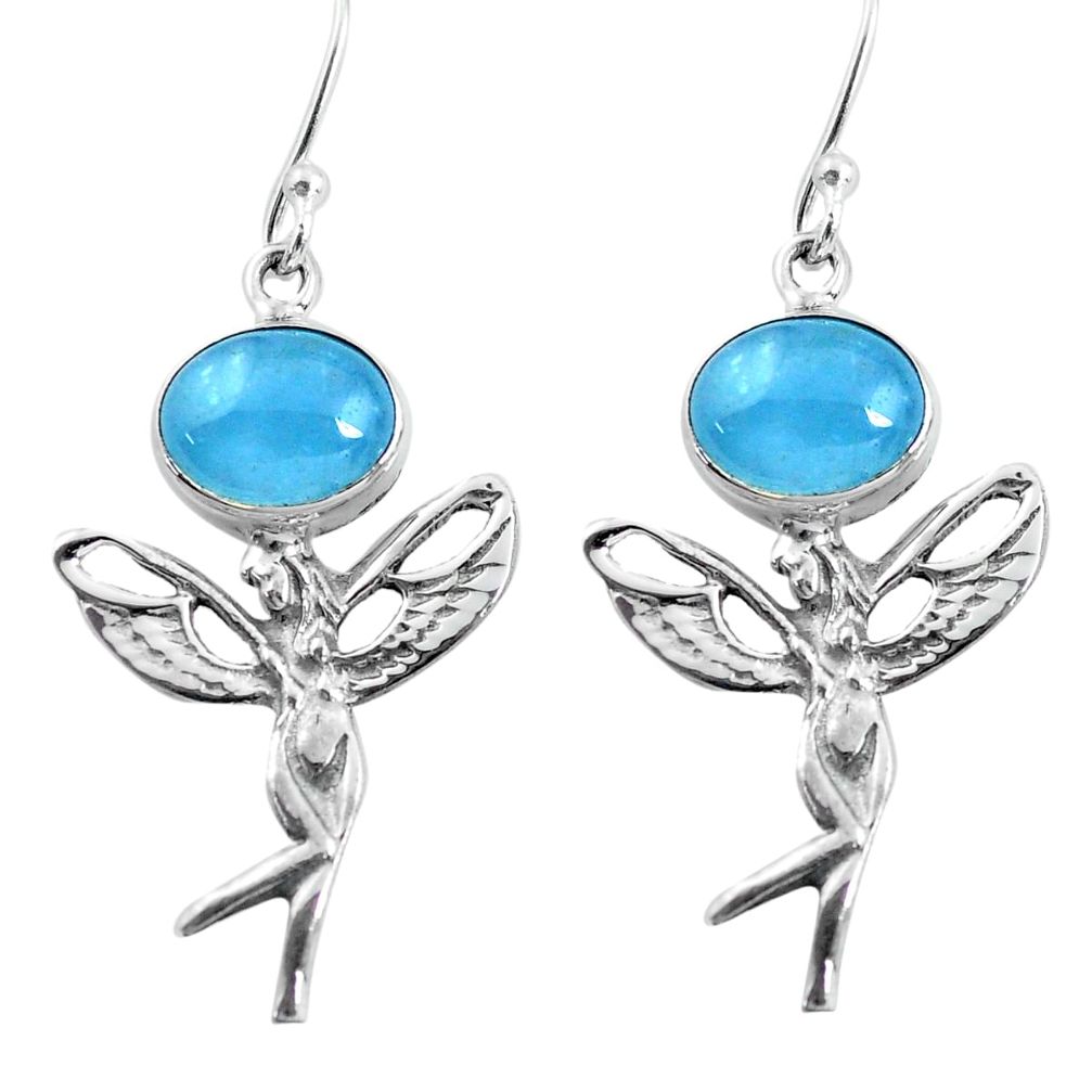 8.42cts natural blue aquamarine 925 silver angel wings fairy earrings d31529