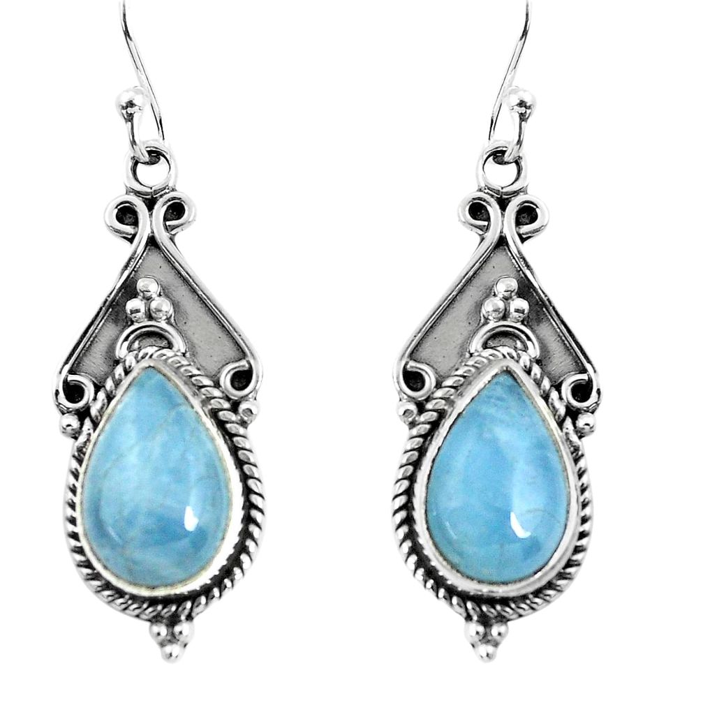 6.85cts natural blue aquamarine 925 sterling silver dangle earrings p52763