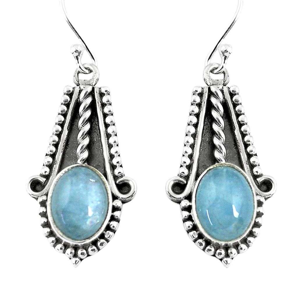 6.04cts natural blue aquamarine 925 sterling silver dangle earrings p52809