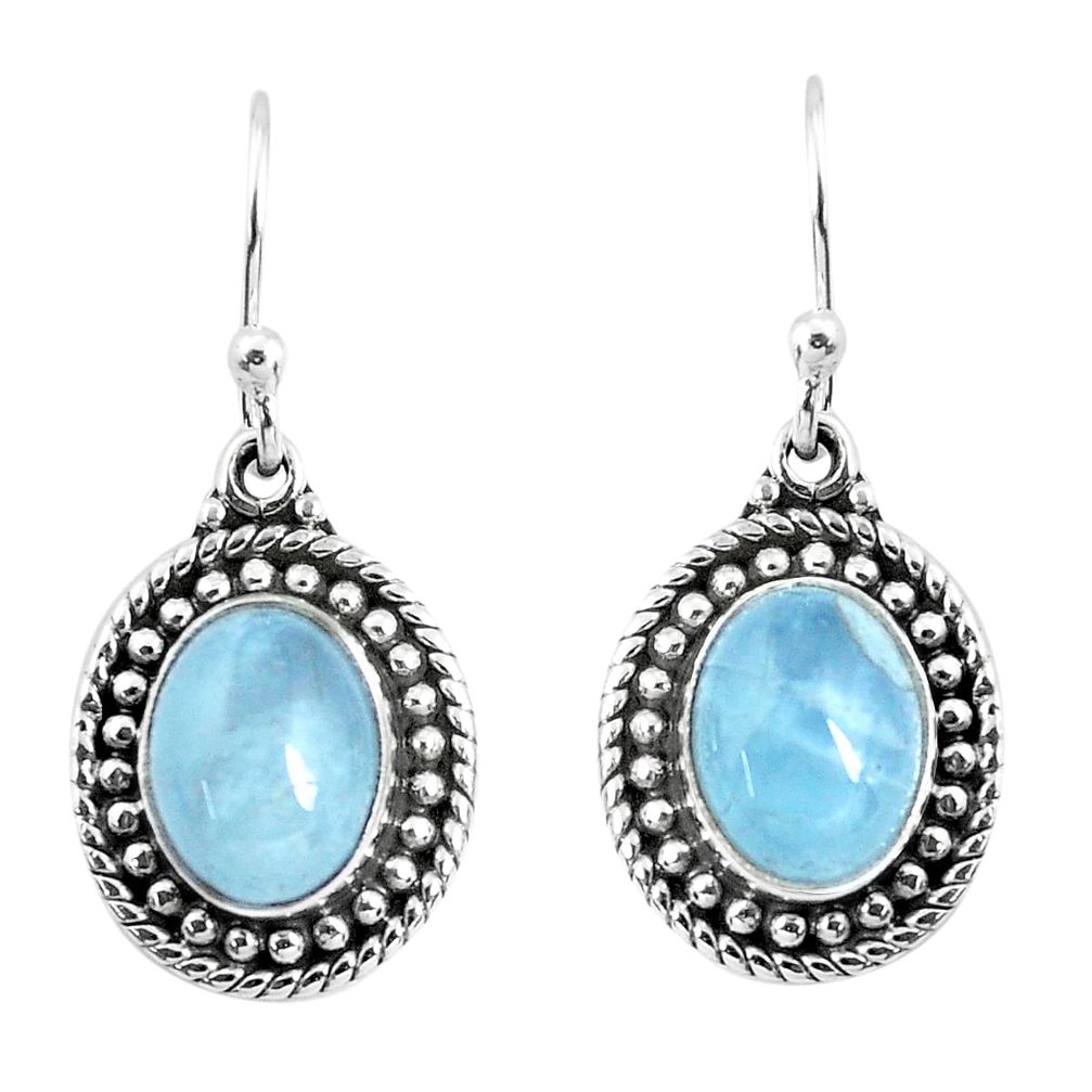 5.82cts natural blue aquamarine 925 sterling silver dangle earrings p52832